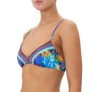 Camilla "Age Of Asteria" Rouched-Back Crop Bikini Top, Multicolor
